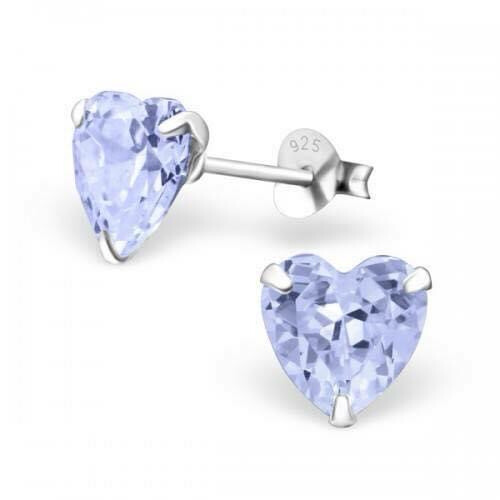 Heart CZ Crystal Ear Studs - Lavender