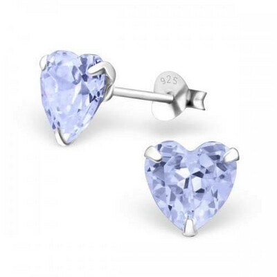 Heart CZ Crystal Ear Studs - Lavender