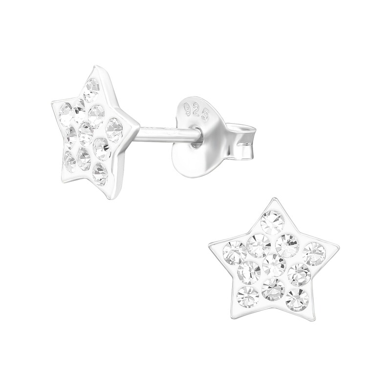 Twinkle Star Crystal Ear Studs -Clear