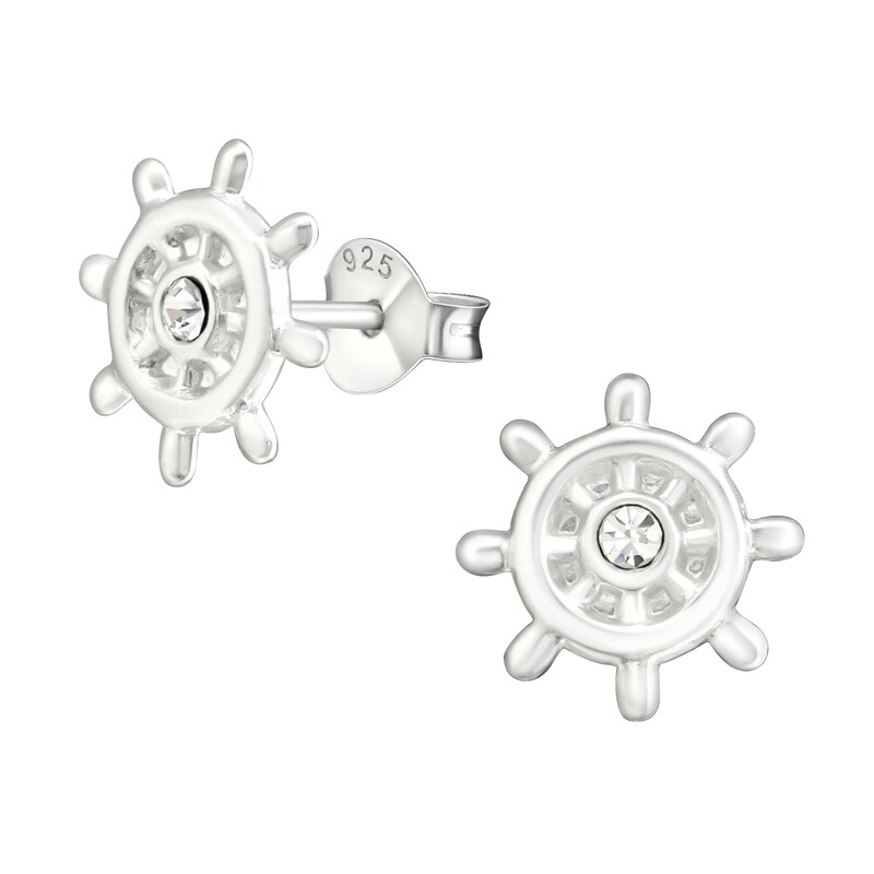 Ship&#39;s Wheel Crystal Ear Studs