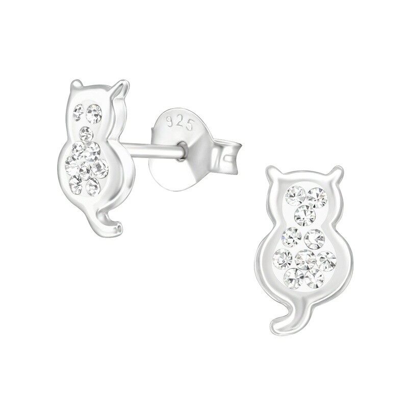 Cats Back Crystal Ear Studs
