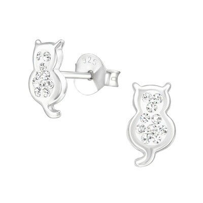 Cats Back Crystal Ear Studs