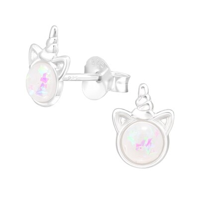 Unicorn Synthetic Opal Crystal Ear Studs