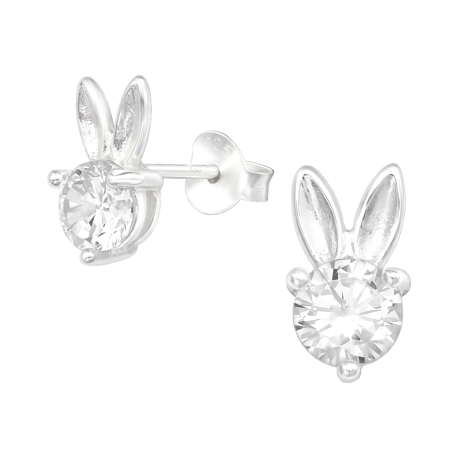 Cubic Zirconia Bunny Ears - 925 Sterling Silver