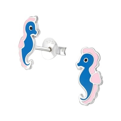 Seahorse Colourful Ear Studs - Blue