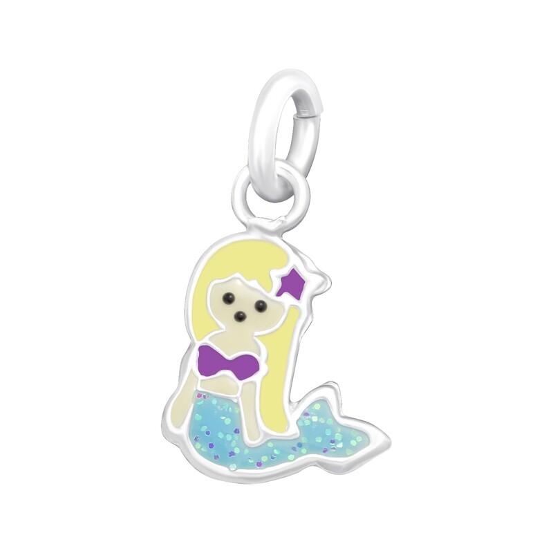 Mermaid Pendant - Blue (split ring)