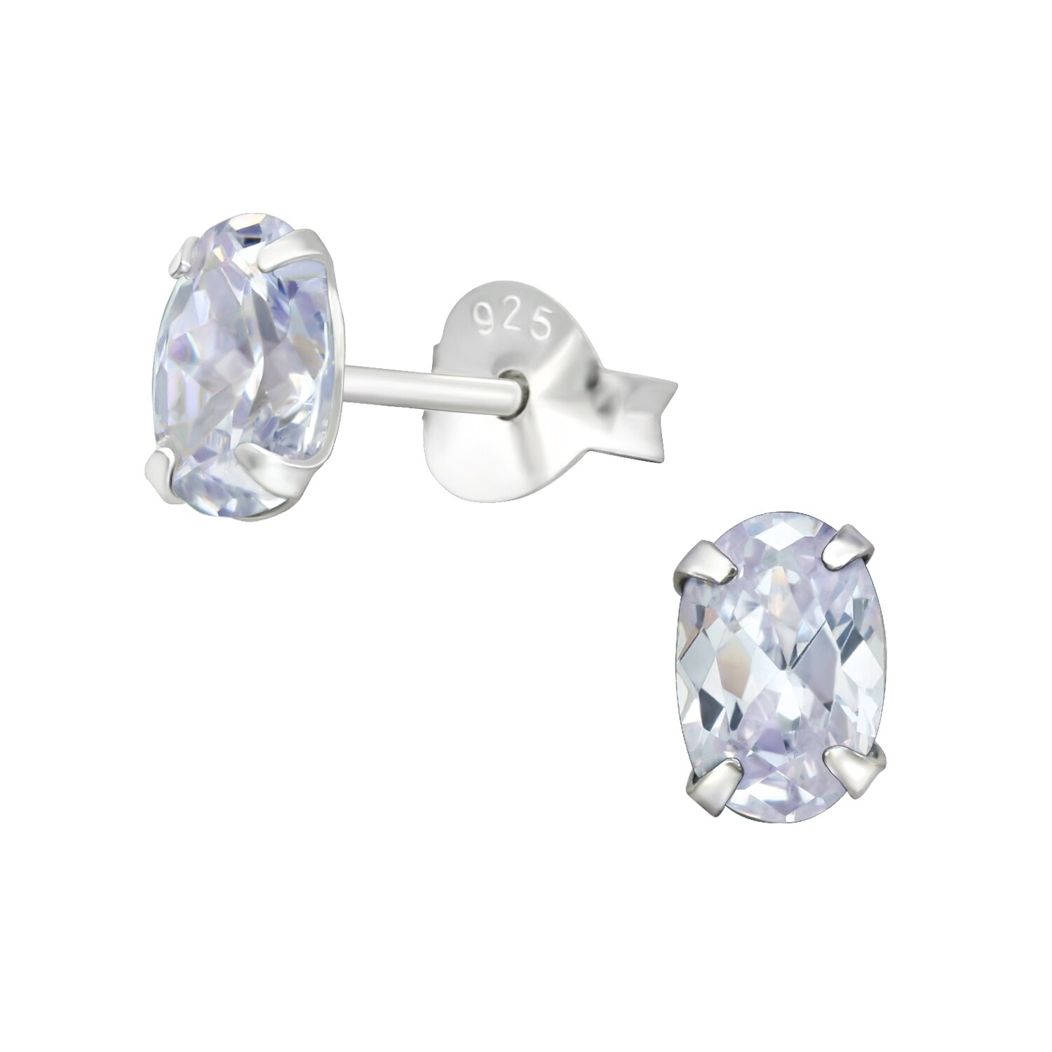 Oval CZ Classic Studs - Lavender