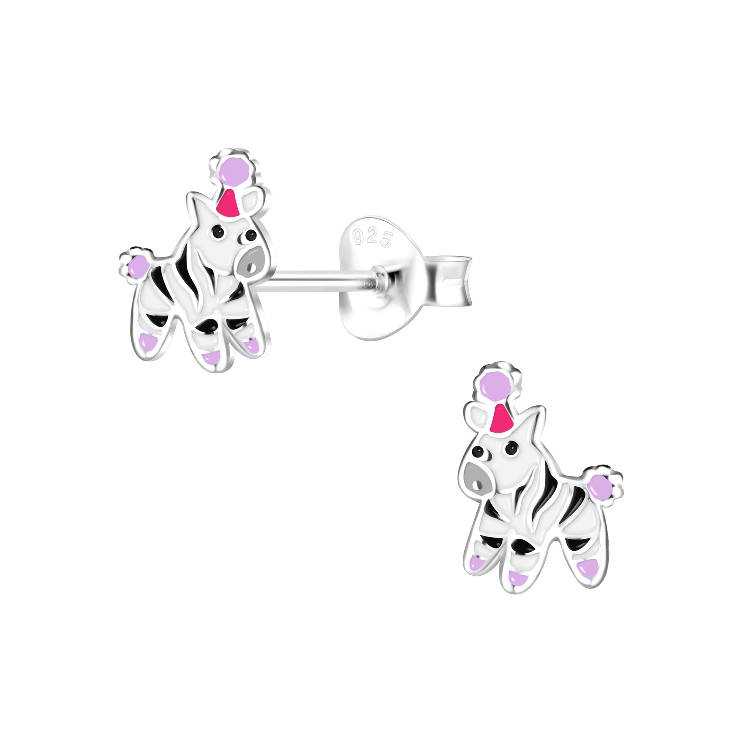 Playful Zebras Colourful Ear Studs - Pink