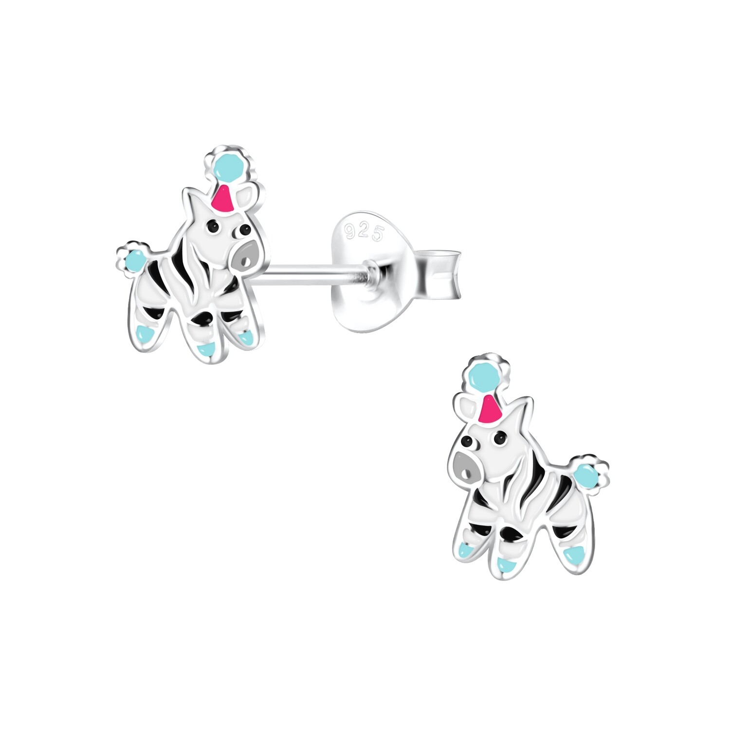 Playful Zebras Colourful Ear Studs - Turquoise