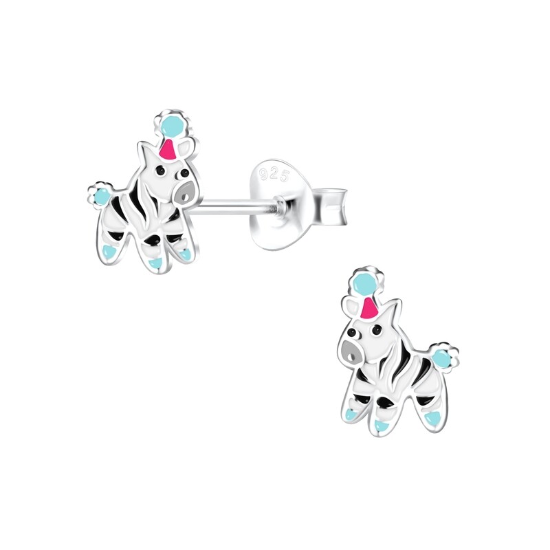 Playful Zebras Colourful Ear Studs - Turquoise