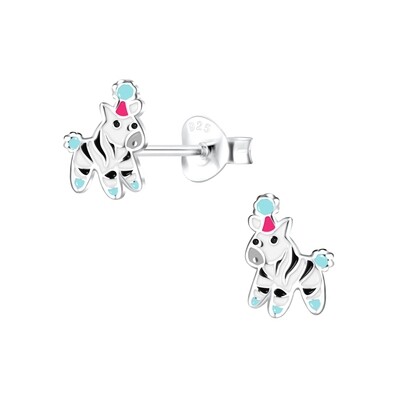 Playful Zebras Colourful Ear Studs - Turquoise