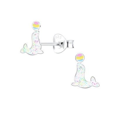 Playing Seals Colourful Ear Studs