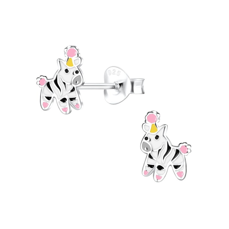 Playful Zebras Colourful Ear Studs - Purple