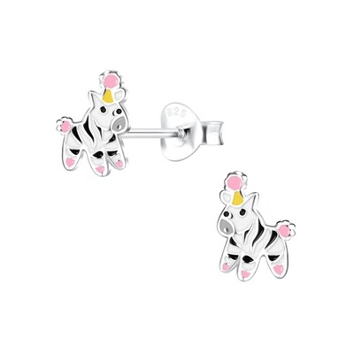 Playful Zebras Colourful Ear Studs - Purple