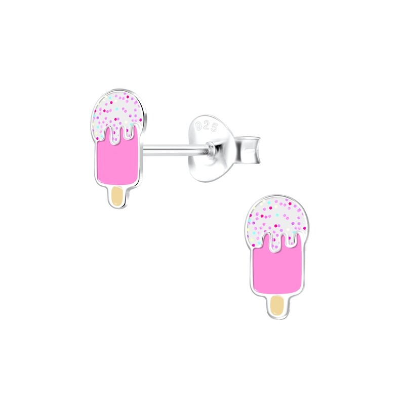 Ice Lolly Colourful Ear Studs - Pink Iridescent