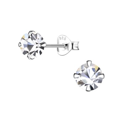 Round Crystal Ear Studs - Crystal
