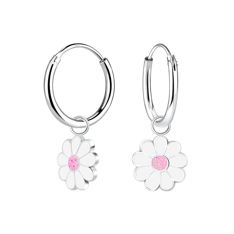 Shining Daisy Flower Charm Ear Hoops
