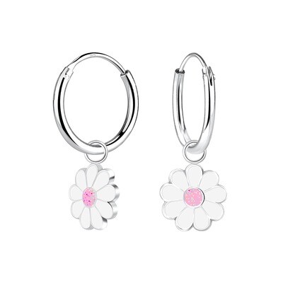 Shining Daisy Flower Charm Ear Hoops