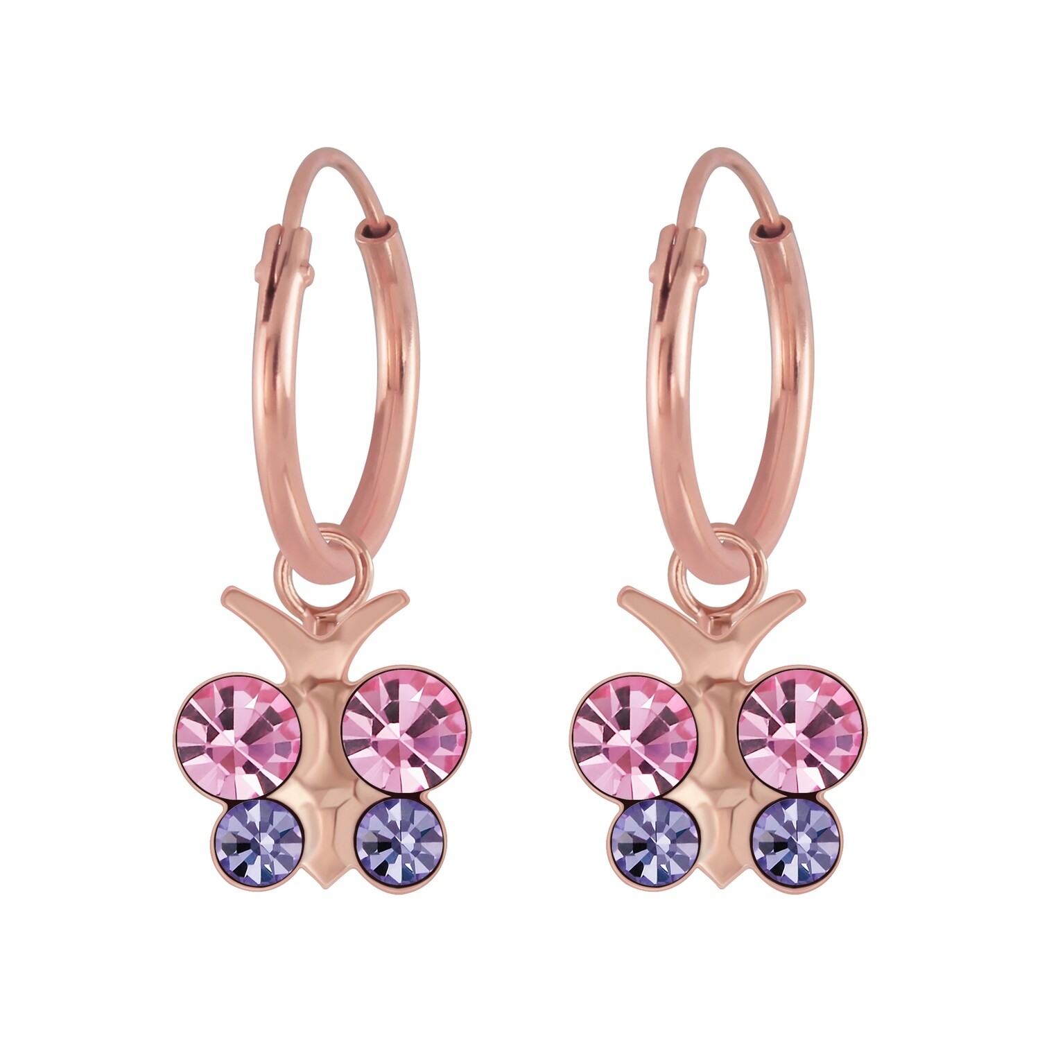 Crystal Butterfly Charm Ear Hoops