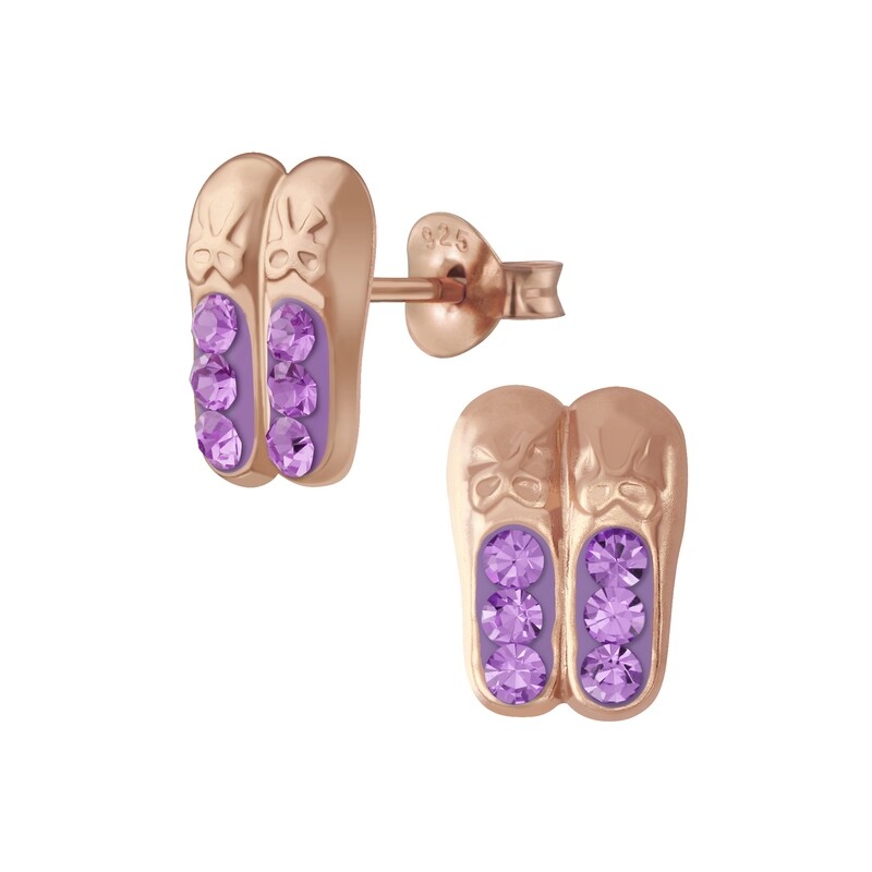 Crystal Ballerina Shoes Ear Studs - Light-Amethyst