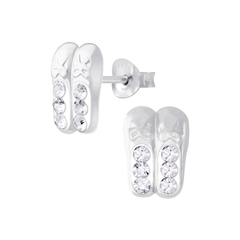 Crystal Ballerina Shoes Ear Studs - Crystal