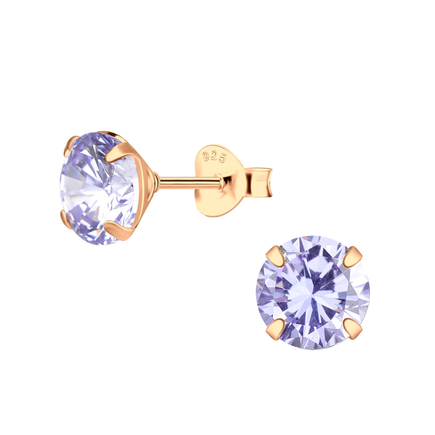 Round CZ Crystal Ear Studs - Lavender
