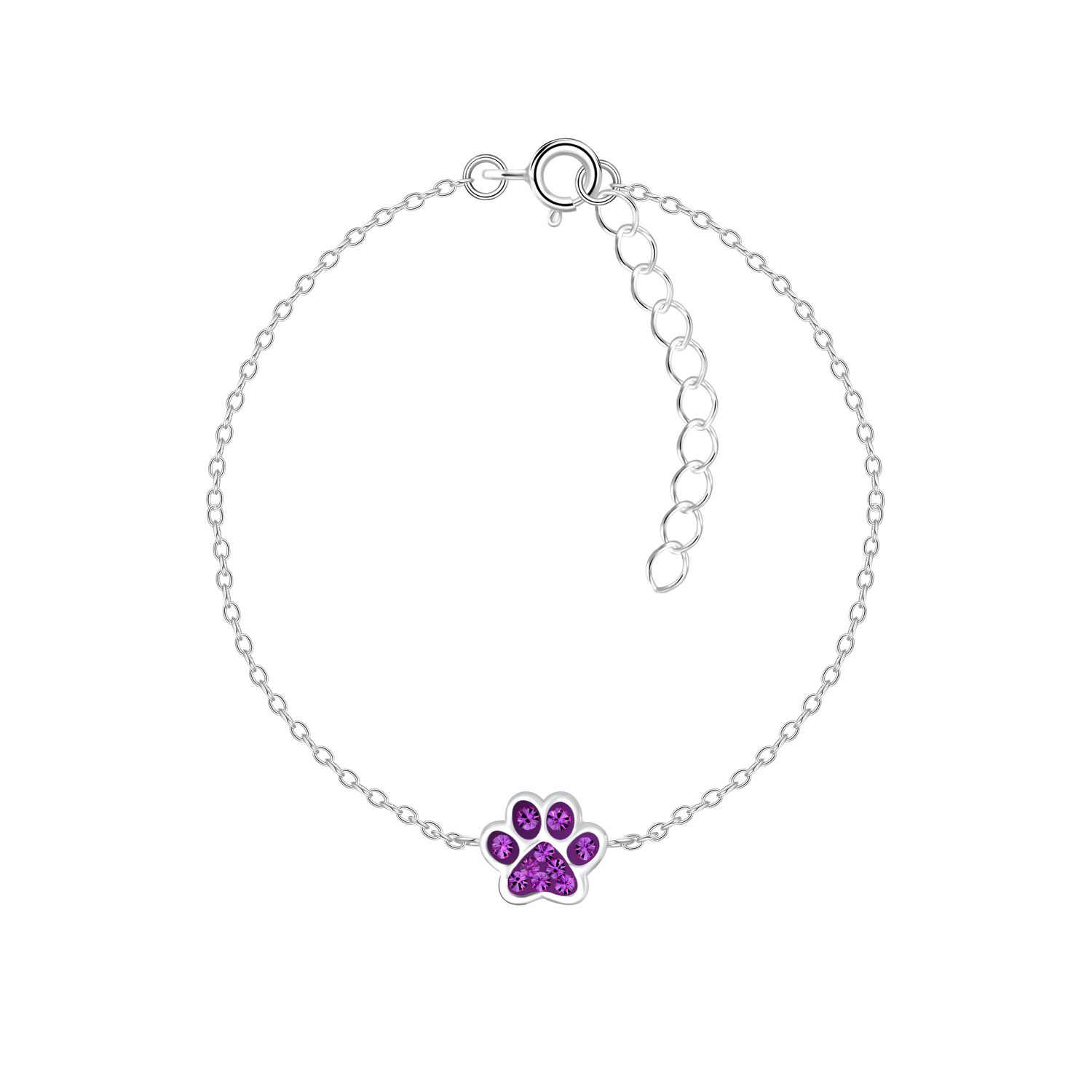 I love Paw Prints Bracelet - Amethyst