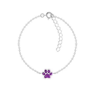 I love Paw Prints Bracelet - Amethyst