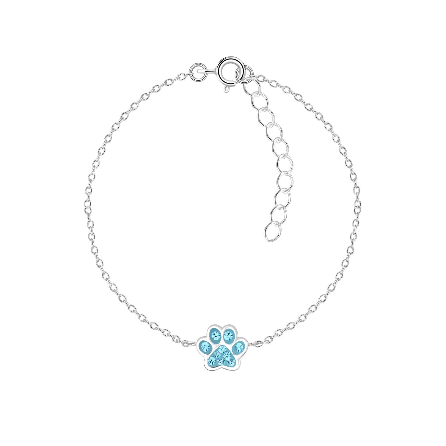 I love Paw Prints Bracelet - Aqua