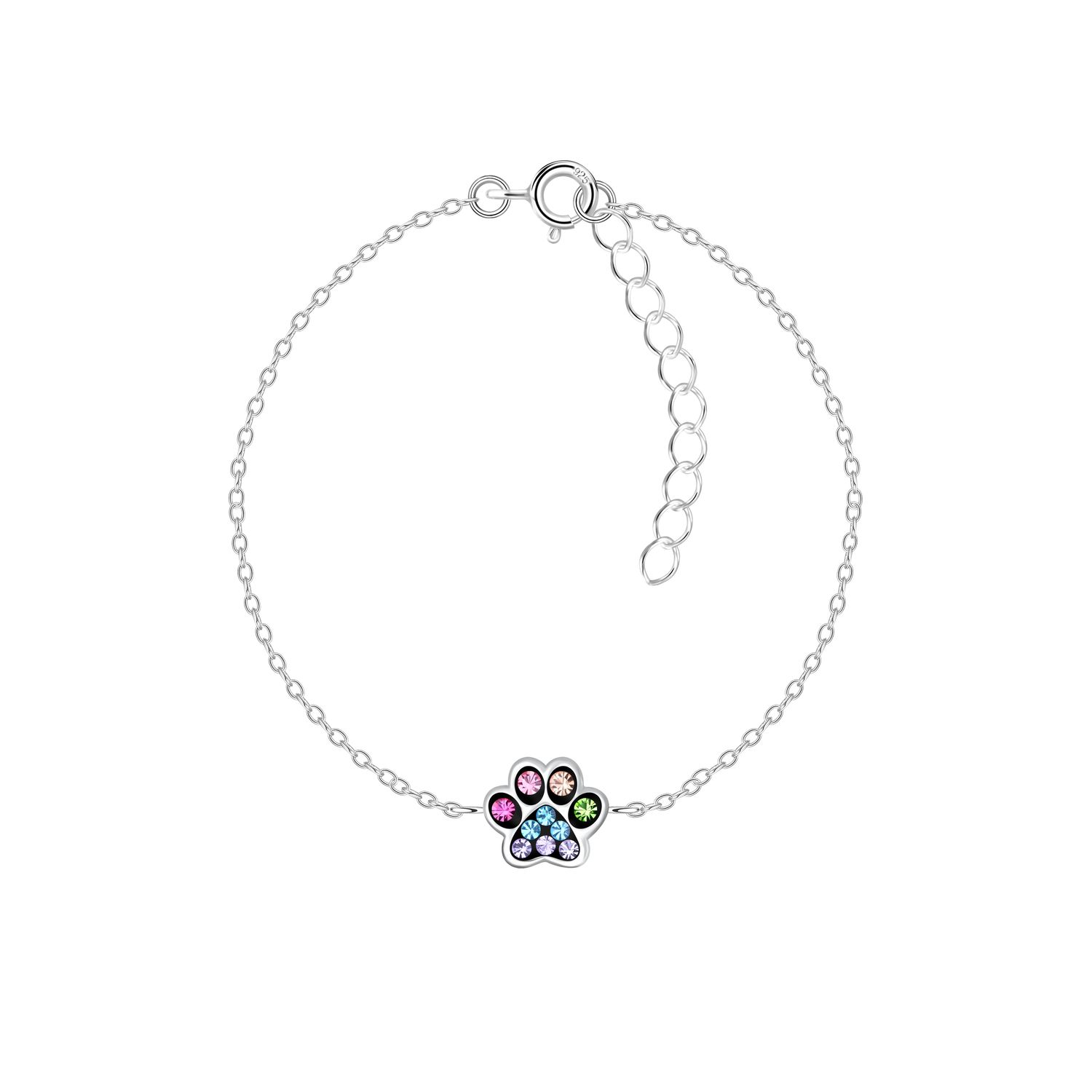 I love Paw Prints Bracelet - Multicolour