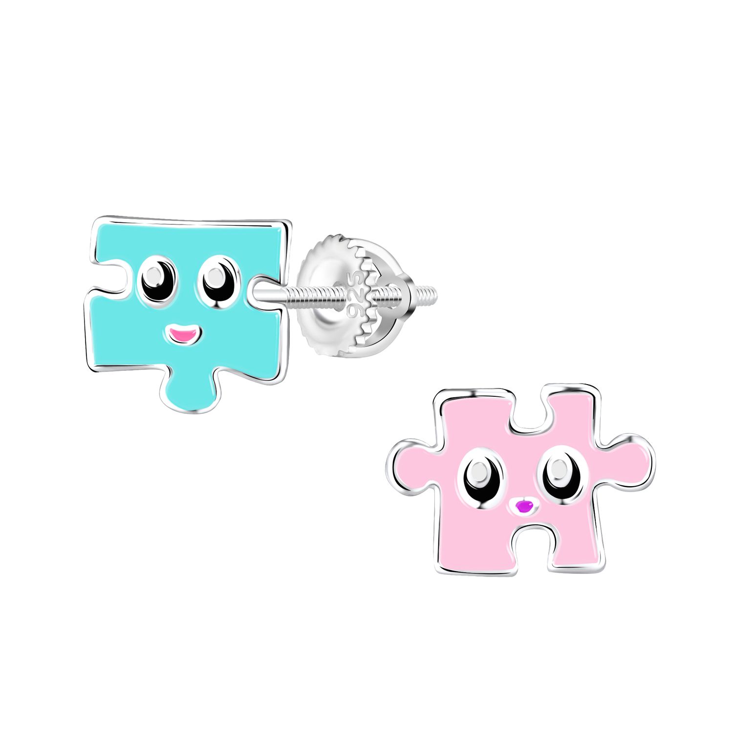 Jigsaw Pieces Screw Back Ear Studs