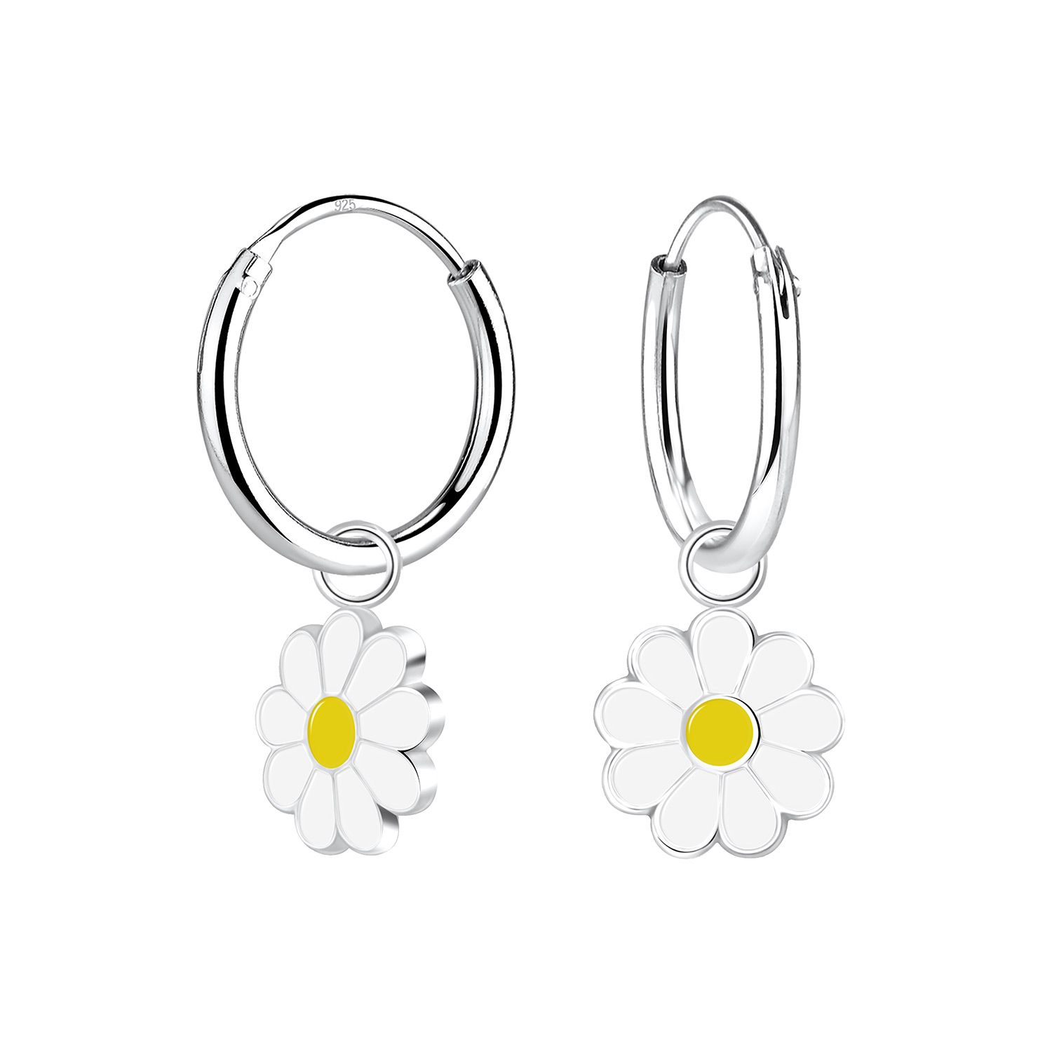 Shining Daisy Flower Charm Ear Hoops