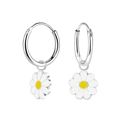 Shining Daisy Flower Charm Ear Hoops