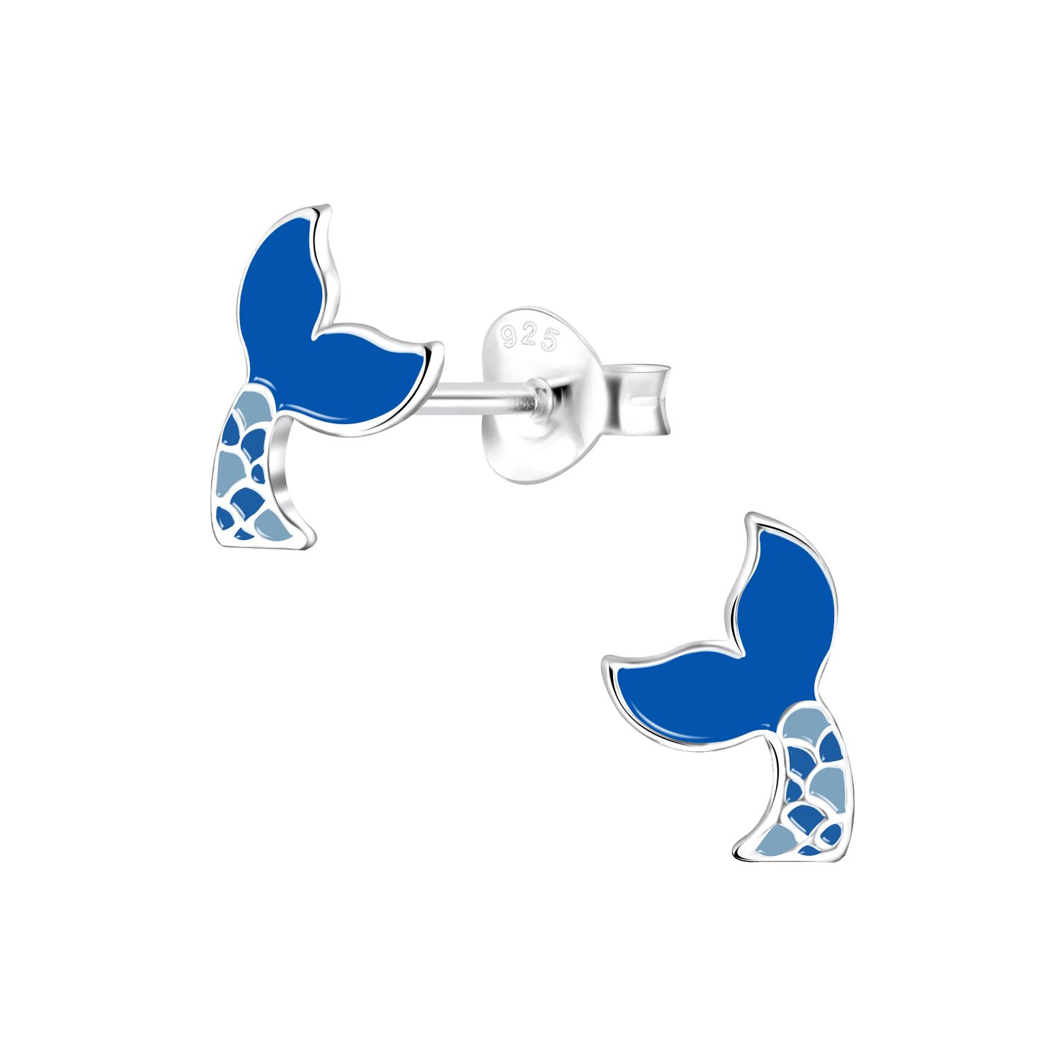 Mermaids Tail Ear Studs - Blue