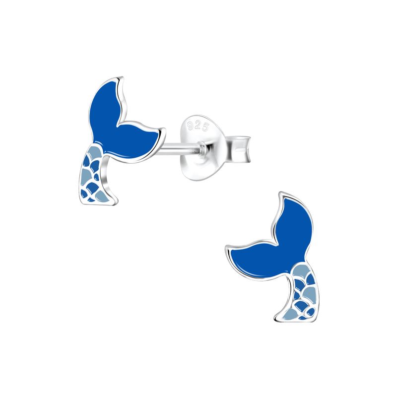 Mermaids Tail Ear Studs - Blue
