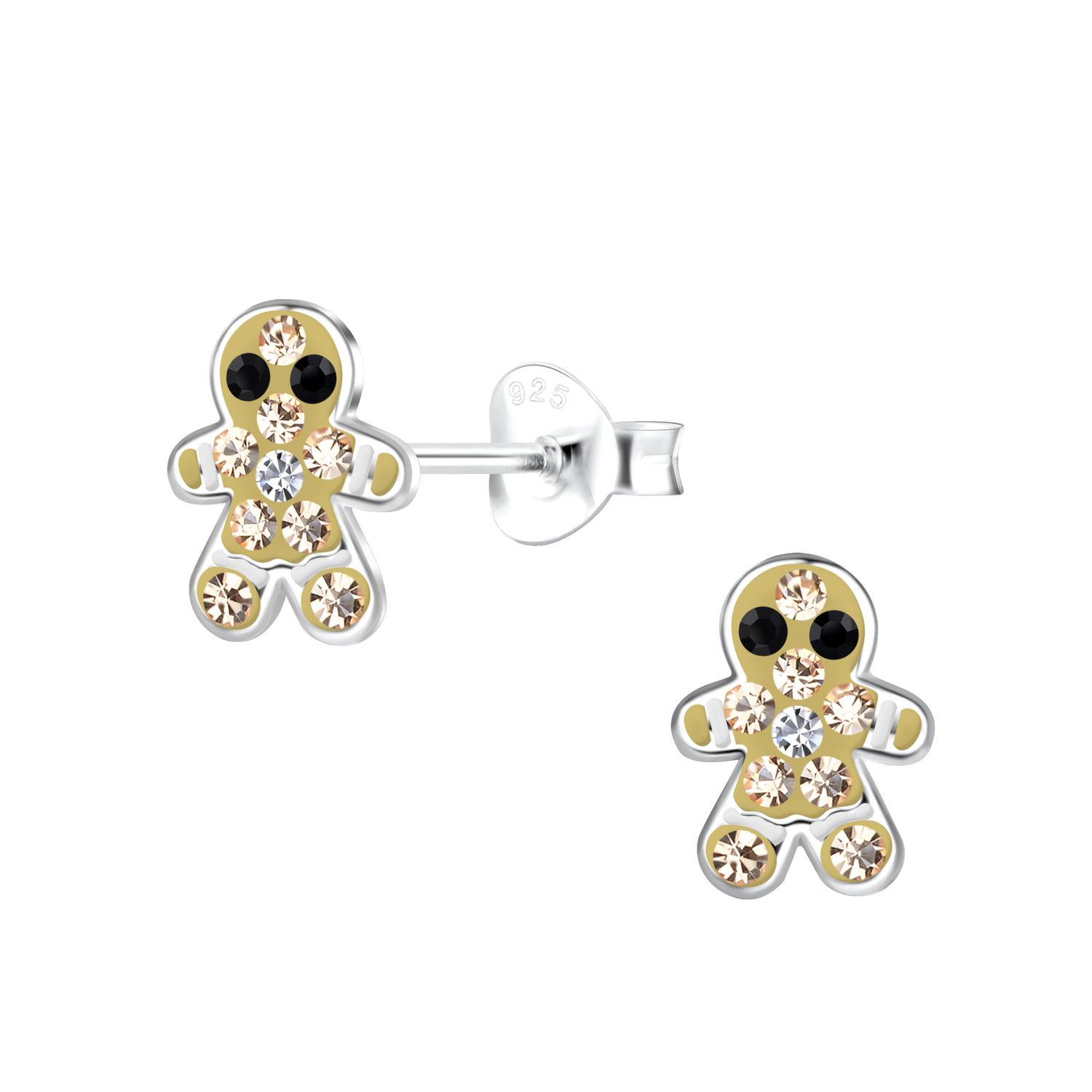 Gingerbread Man Crystal Ear Studs