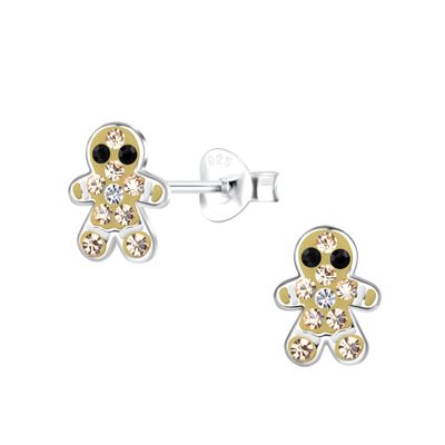 Gingerbread Man Crystal Ear Studs