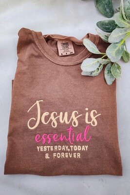 Jesus is Essential Long Sleeves Crew Neck Embroidered Shirt Womenswear