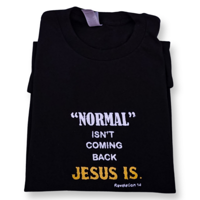 Normal isn&#39;t Coming Back Jesus is Short Sleeves Embroidered Shirt