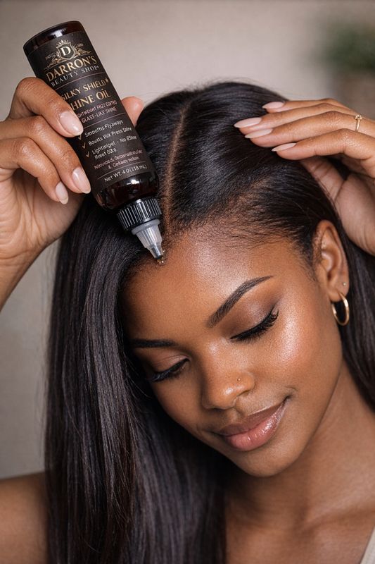 Silky Shield Shine Oil | Lightweight Frizz Control Oil for Silk Press, Relaxed & Natural Hair | Glass Shine Hair Serum Silky Shield Shine Oil | Lightweight Frizz Control Oil for Silk Press, Relaxed & Natural Hair | Glass Shine Hair Serum