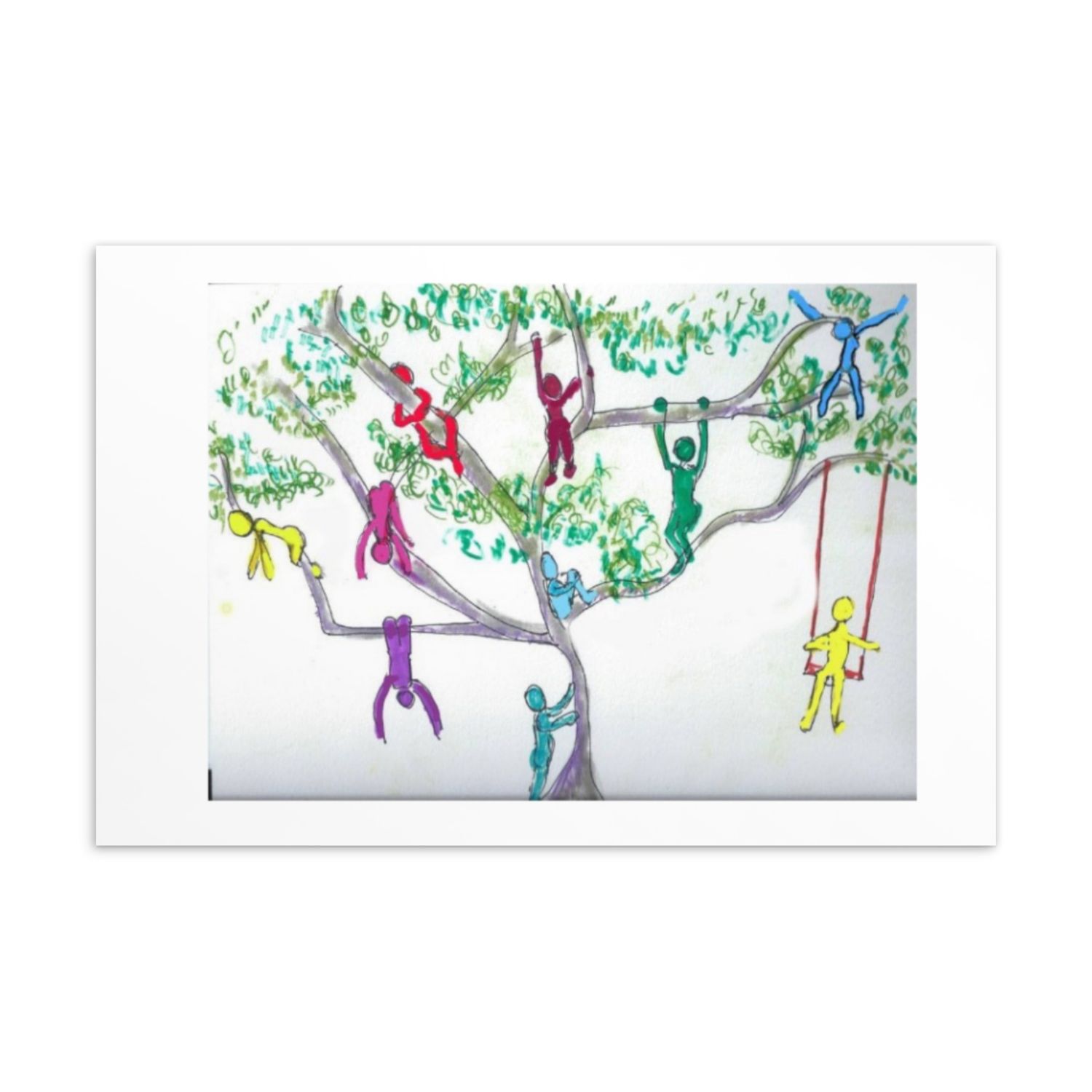 Men in Tree Postcard