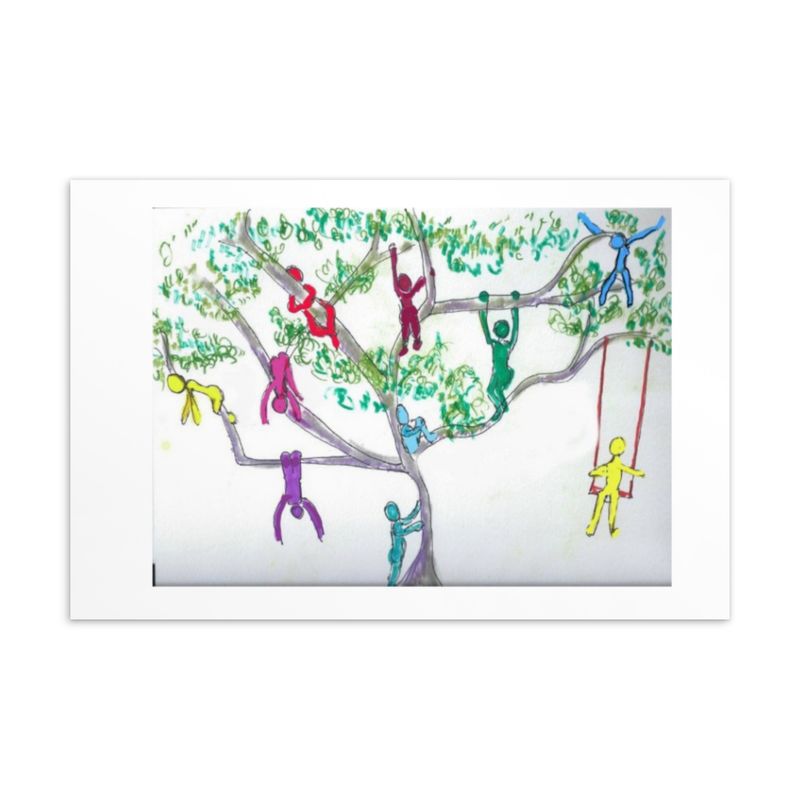 Men in Tree Postcard