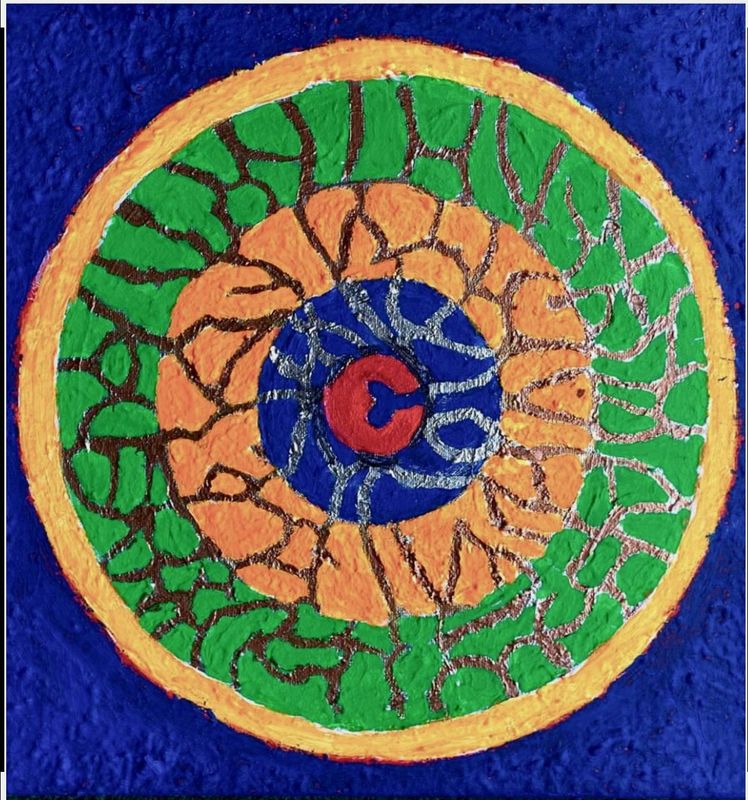 Red Center On Silver