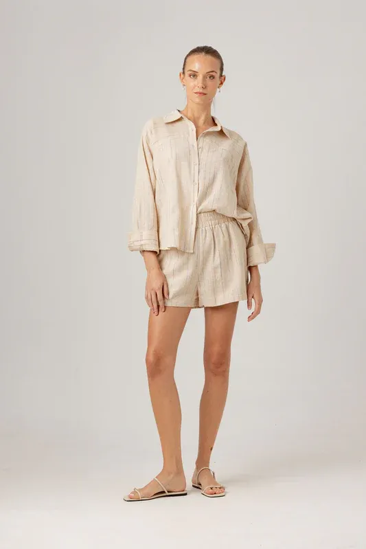 Stripe linen fuller short