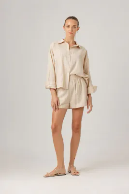 Stripe linen fuller short