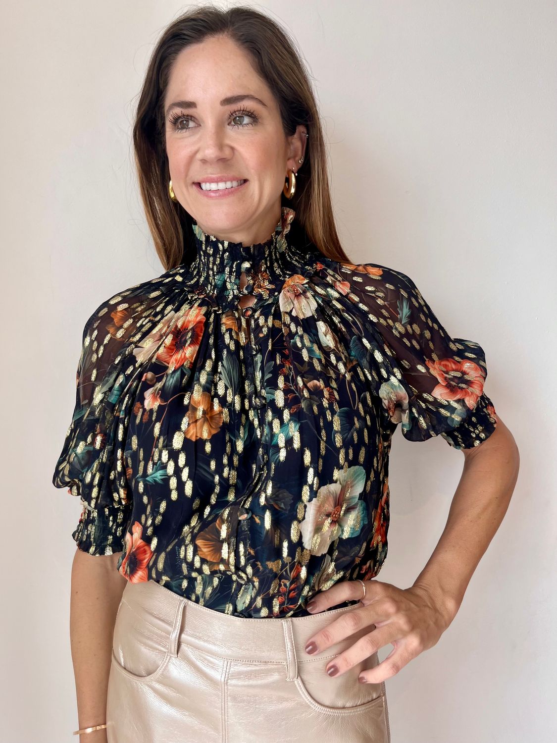 Gathered Button Down Top