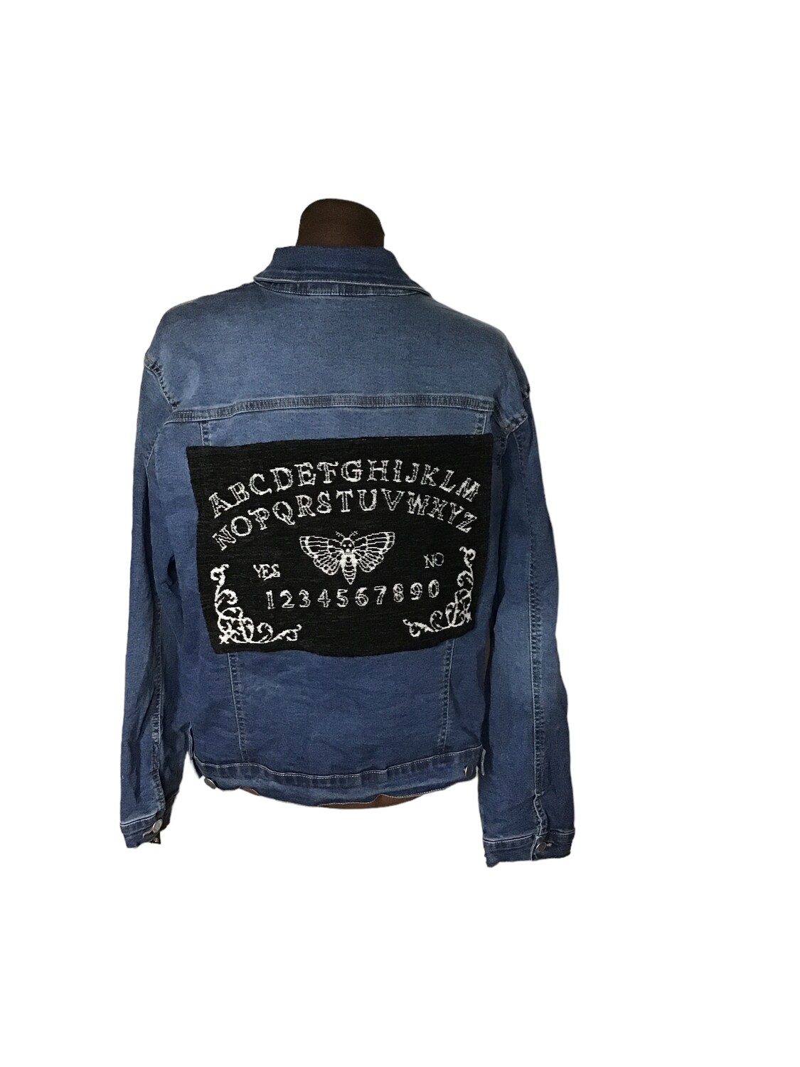 Mystical Ouija Board Reworked Ladies Sustainable Jean Jacket