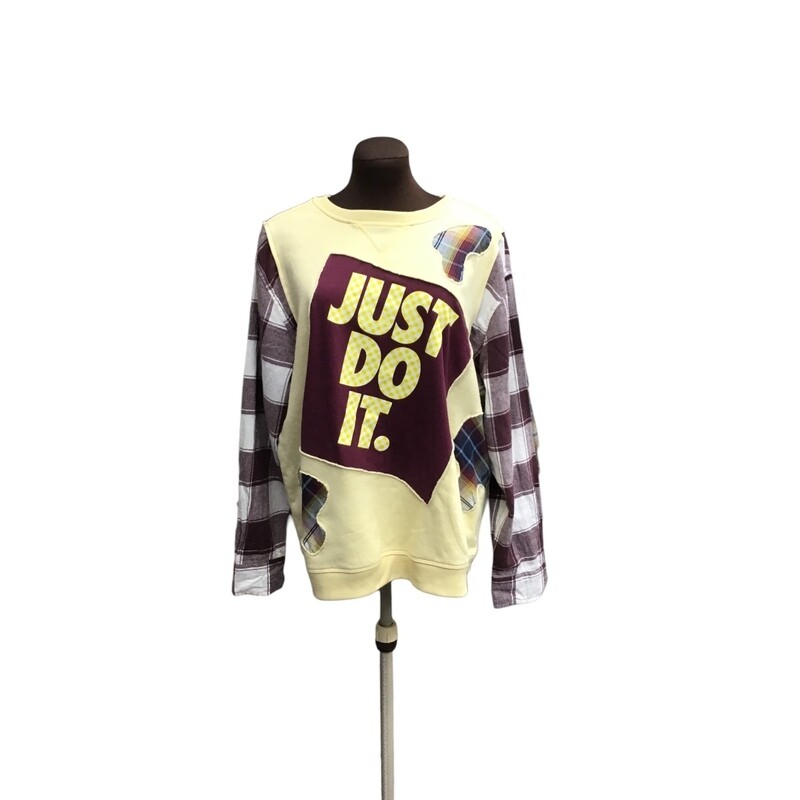 Nike Upcycled Oversized Sweatshirt with Long Flannel Sleeves