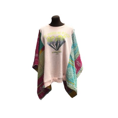 Sustainable AC/DC Upcycled Sweatshirt / Poncho for Ladies