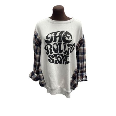 The Rolling Stones Reworked Sweatshirt with long, flannel sleeves
